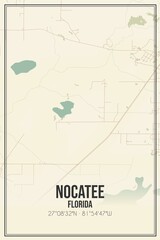 Retro US city map of Nocatee, Florida. Vintage street map.