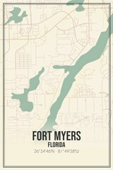 Fototapeta premium Retro US city map of Fort Myers, Florida. Vintage street map.
