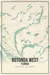 Retro US city map of Rotonda West, Florida. Vintage street map.