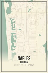 Retro US city map of Naples, Florida. Vintage street map.