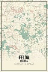 Fototapeta premium Retro US city map of Felda, Florida. Vintage street map.