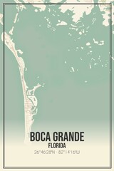 Retro US city map of Boca Grande, Florida. Vintage street map.