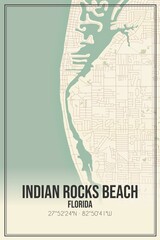 Retro US city map of Indian Rocks Beach, Florida. Vintage street map.