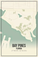 Retro US city map of Bay Pines, Florida. Vintage street map.