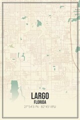 Retro US city map of Largo, Florida. Vintage street map.