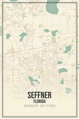 Retro US city map of Seffner, Florida. Vintage street map.