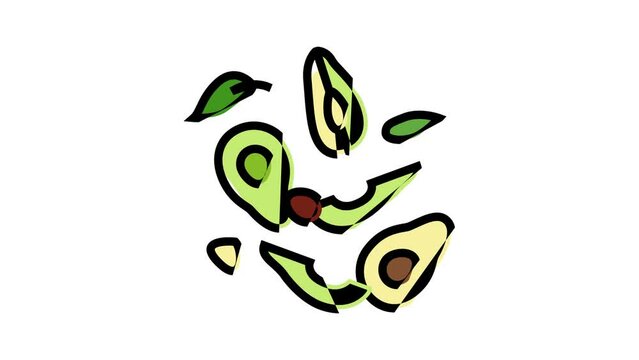 delicious avocado salad color icon animation