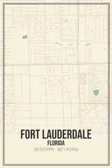 Retro US city map of Fort Lauderdale, Florida. Vintage street map.