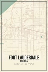 Retro US city map of Fort Lauderdale, Florida. Vintage street map.