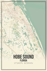 Retro US city map of Hobe Sound, Florida. Vintage street map.