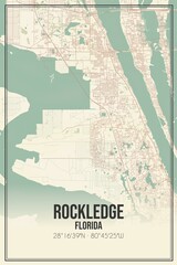 Retro US city map of Rockledge, Florida. Vintage street map.