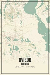 Fototapeta premium Retro US city map of Oviedo, Florida. Vintage street map.