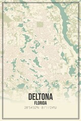 Retro US city map of Deltona, Florida. Vintage street map.