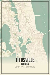 Retro US city map of Titusville, Florida. Vintage street map.