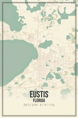 Retro US city map of Eustis, Florida. Vintage street map.