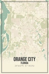 Retro US city map of Orange City, Florida. Vintage street map.