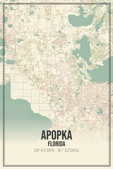 Retro US city map of Apopka, Florida. Vintage street map.