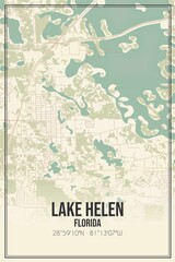 Retro US city map of Lake Helen, Florida. Vintage street map.