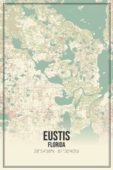 Retro US city map of Eustis, Florida. Vintage street map.