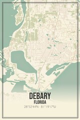 Retro US city map of Debary, Florida. Vintage street map.