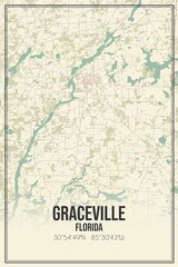 Retro US city map of Graceville, Florida. Vintage street map.