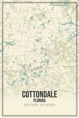 Retro US city map of Cottondale, Florida. Vintage street map.