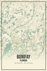 Retro US city map of Bonifay, Florida. Vintage street map.