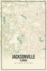 Retro US city map of Jacksonville, Florida. Vintage street map.
