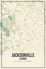 Fototapeta premium Retro US city map of Jacksonville, Florida. Vintage street map.