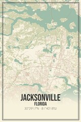 Fototapeta premium Retro US city map of Jacksonville, Florida. Vintage street map.