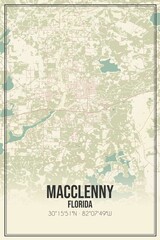 Retro US city map of Macclenny, Florida. Vintage street map.