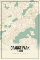 Retro US city map of Orange Park, Florida. Vintage street map.