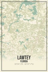 Retro US city map of Lawtey, Florida. Vintage street map.