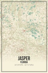 Retro US city map of Jasper, Florida. Vintage street map.