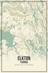 Retro US city map of Elkton, Florida. Vintage street map.