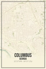 Fototapeta premium Retro US city map of Columbus, Georgia. Vintage street map.