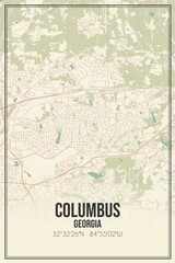 Fototapeta premium Retro US city map of Columbus, Georgia. Vintage street map.