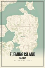 Retro US city map of Fleming Island, Florida. Vintage street map.