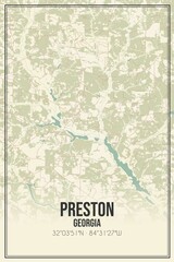 Retro US city map of Preston, Georgia. Vintage street map.