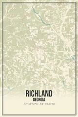 Retro US city map of Richland, Georgia. Vintage street map.