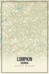 Retro US city map of Lumpkin, Georgia. Vintage street map.