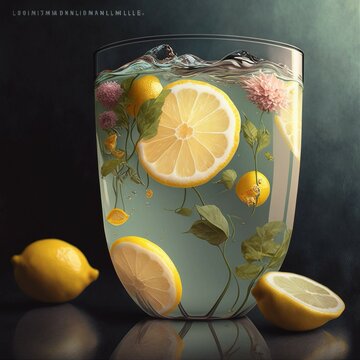 Generative AI generative aiと 飲むと グラスと フルーツと レモネードと
