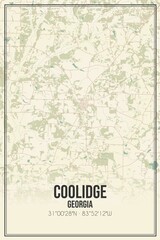 Retro US city map of Coolidge, Georgia. Vintage street map.