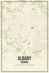 Retro US city map of Albany, Georgia. Vintage street map.