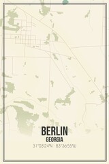 Retro US city map of Berlin, Georgia. Vintage street map.