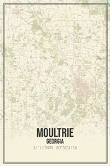 Retro US city map of Moultrie, Georgia. Vintage street map.