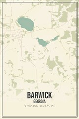 Retro US city map of Barwick, Georgia. Vintage street map.