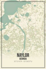 Retro US city map of Naylor, Georgia. Vintage street map.