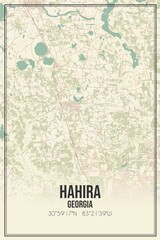 Retro US city map of Hahira, Georgia. Vintage street map.
