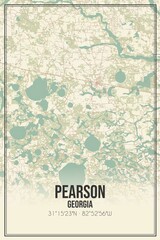 Retro US city map of Pearson, Georgia. Vintage street map.